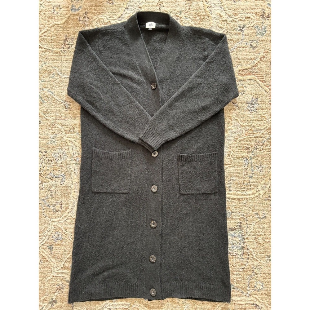Cabi Sweater Womens Small Black Midi Longline Cardigan‎ Travel Preppy Academia